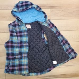 Blue plaid flannel vest